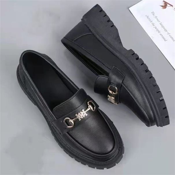New Leather Shoes For Women Matte Light Black Shoes_vogvips.com
