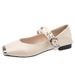 French Metal Square Head Shallow Mouth Single Shoes Women's Retro Word With Mary Jane Soft-soled Small Leather Shoes_vogvips.com