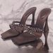 Cross With Rhinestone High Heels, New Crystal Chain Square Head Open-toed Horseshoe Heel, Beautiful Sandals Women's Shoes_vogvips.com