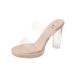 High For Women 2023 Summer New Style One Strap PVC Outdoor Fashion Crystal Heel Slippers Ladies_vogvips.com