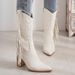 Autumn/Winter pointed mid-leg Knight Boots Embroidered tassel boots White new Western cowboy boots_vogvips.com