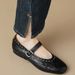 2025 New Spring And Autumn Rivet Strap Mary Jane Small Leather Versatile Round Head Shallow Mouth Low Coarse Custom_vogvips.com