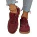 Women's Burgundy Monogram Retro Lace-up Trainers Spring Casual Plus-Size Color-Block Sneakers Lace-Up Thick-Soled Sports_vogvips.com