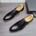 Euro Step British Style Lace-Up Black Business Formal Brogue Carved Casual Leather Korean Version Men's Wedding Pointed Shoes_vogvips.com