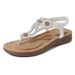 Women's Shoes Outside Flower Pattern Rhinestone Sandals Flat Large Size Sandals_vogvips.com