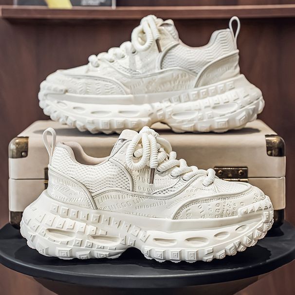Dad 25 New Spring Summer Breathable Mesh Tire Thick Sole Height Increasing Trendy Men's Casual Sports Shoes_vogvips.com