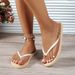 Women's Summer Solid-Color Fashion Waterproof Non-Slip Breathable Round-Toe Flat Slip-On Beach Pool Bathroom Flip-Flops_vogvips.com