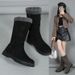 European And American Winter New Thick-Soled Fleece-Lined Thickened Snow Boots Women, Large Size, Warm Towel Mid-Calf_vogvips.com