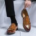 Suitable For All Seasons Large Monk Double Stitching 38-48 Size Loafers Men's Wedding Shoes Leather_vogvips.com