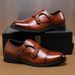 Men's Classic Formal Leather Oxford Shoes With Buckle Closure - Black & Brown Dress Shoes For Business, Wedding & Special Occasions_vogvips.com