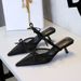 5131-3 Korean-style Lace Half-strap Stiletto Women's Shoes With Pointed Toe, Shallow Cut, Bowknot, Single Strap,_vogvips.com