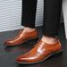 Euro Step Large Size Leather Summer Style British Pointed Brogue Soft Sole Men's Business Formal Groom Wedding Shoes_vogvips.com