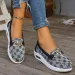Women's Casual Brown Monogram Pattern Loafers With Metal Buckle And Air Cushion Minimalist Sole For All Day Comfort_vogvips.com