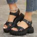 Women's Shoes Summer Large Size Women's Thick Soled Cross Strap Roman Sandals Comfortable And Breathable Belt Buckle Decoration_vogvips.com