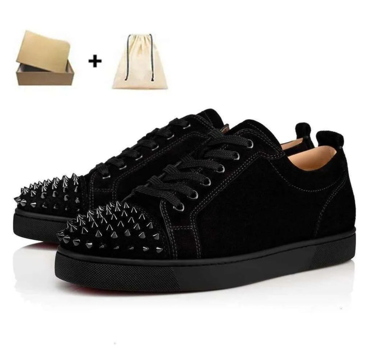 New 2024CL Electric Men's Red Sole Black Embroidered Low-top Lace-up Casual Women's Shoes Couple Style Sports_vogvips.com