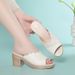 Manufacturer Wholesale , High-heeled Slippers, Women's Chunky Heel Summer New Fashion Versatile Open-toe Slip-on_vogvips.com