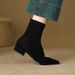 Women's Shoes New Autumn/Winter Elastic Slim Fit Boots With Back Zipper, Flat French Pointed Toe Ankle Boots_vogvips.com
