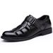 Leather Summer Breathable Hollow Sandals, Genuine Leather Men's Business And Leisure Perforated Shoes, Velcro For_vogvips.com