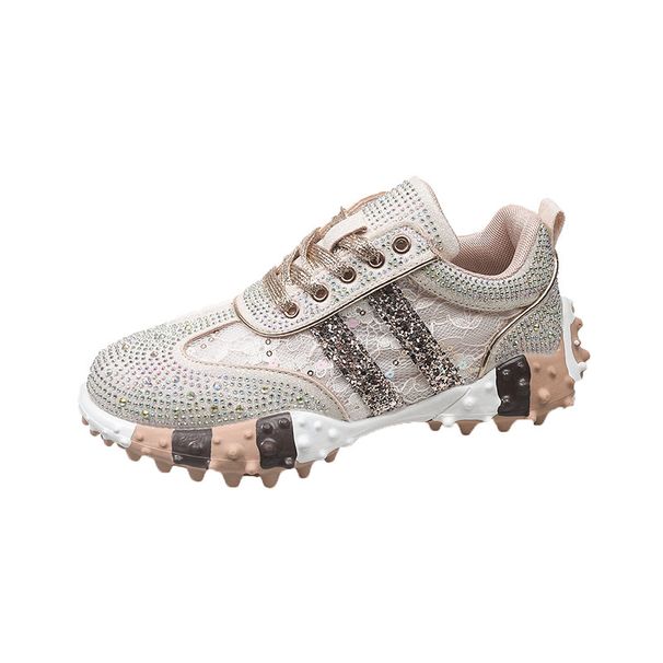 New Women's Fashion Sneakers With Rhinestone Accents – Lightweight, Comfortable & Non-Slip – Available In Sizes 35-43 (Silver/Gold)_vogvips.com