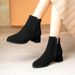 2025 Autumn Winter New Fashion Pointed Toe Suede Side Zipper Chunky Mid Heel Plus Size Women's Boots_vogvips.com