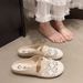 Baotou Half Linen Mesh Breathable Versatile Summer Office Slippers Non-Slip Sandals For Women Wearable Hollow Out_vogvips.com