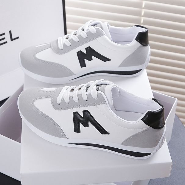 New 2024 Women Casual Walking Shoes Summer Flat Lace Up Leather High Quality Fashion Flat-Bottomed Female Gump Sneakers_vogvips.com