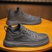 European Warm Series Cotton Winter Safety Fleece Lined Warm Sports Flat Men's Casual Leather Black Work Trendy Shoes_vogvips.com