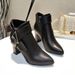 autumn And Winter New Pointy Short Boots Metal Decorative Side Zipper Thick Heels For Women A Piece_vogvips.com