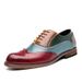 Spring autumn men's red car sewing solid color front lace-up spring casual pointed wedge shoes_vogvips.com