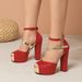 2025 New Low Heel Fashion Black Peep Toe Hollow Versatile Cross Buckle Strap Stiletto Super High Heels_vogvips.com