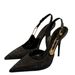 Black Rhinestone High-heeled Shoes For Women, 2026 New Model, Pointed Toe, Thin Heel, Metal Buckle, Elegant Party_vogvips.com