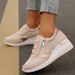Slope Heel Thick Soled Sports And Leisure Shoes For Women, Fashionable Splicing, Four Seasons, Single Shoe, Large Size_vogvips.com