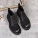 European Warm Series Autumn Winter Thick-Soled Round-Toe Martin Men's Short Leather With Fleece Lining Warm Trendy Work Boots_vogvips.com