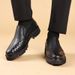 Black Men's Leather Shoes Thick Bottom Height Increasing Style Daily Business Office Outdoor Fashion Party Youth Shoes_vogvips.com