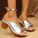 Women's Shoes Summer New Large Size Thick Fashion Square Buckle Fish Mouth Flip Flops_vogvips.com