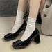 Korean-style Black Leather Shoes, 2025 Summer New Model, Petite-friendly, Leg-lengthening, French Retro High-heeled Mary_vogvips.com