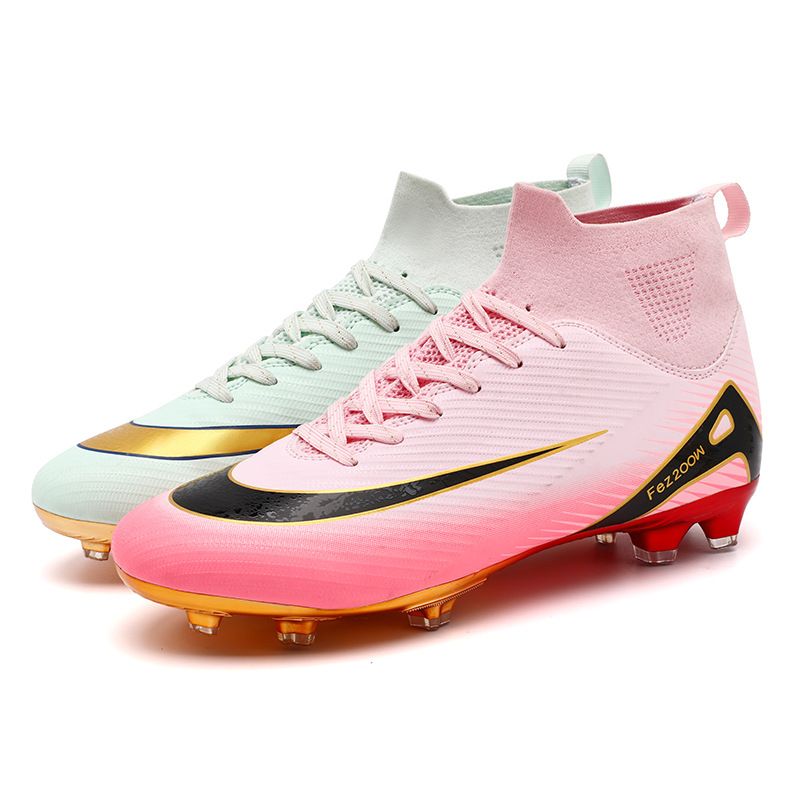 Seamless flying woven football shoes youth spike artificial grass game training sneakers_vogvips.com