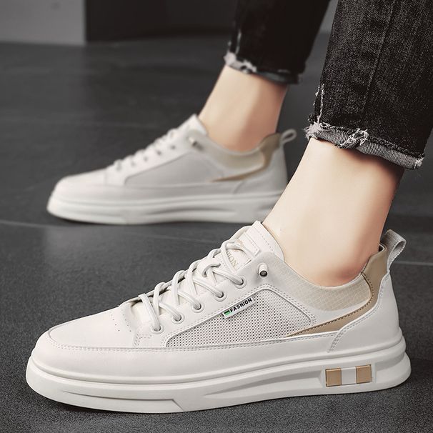 2026 New Spring Slip-on Casual Shoes Men's Shoes Real Super Leather Mesh Soft Sole Lightweight Sports Sneakers Youth Shoes_vogvips.com