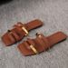 2025 Summer New Flat Square-Toed Women's European And American Large Size Casual Fashion Comfortable Versatile Slippers_vogvips.com