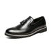 Euro Step Brogue Casual Loafers For Men Korean Style Trendy British Formal Black Leather Slip-On Lazy Shoes_vogvips.com