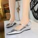 3683-13 Fashionable And Stylish Women's With Shallow Mouth, Sloping Heel, Diagonal Straw, Decorative Hand Grip Pattern,_vogvips.com