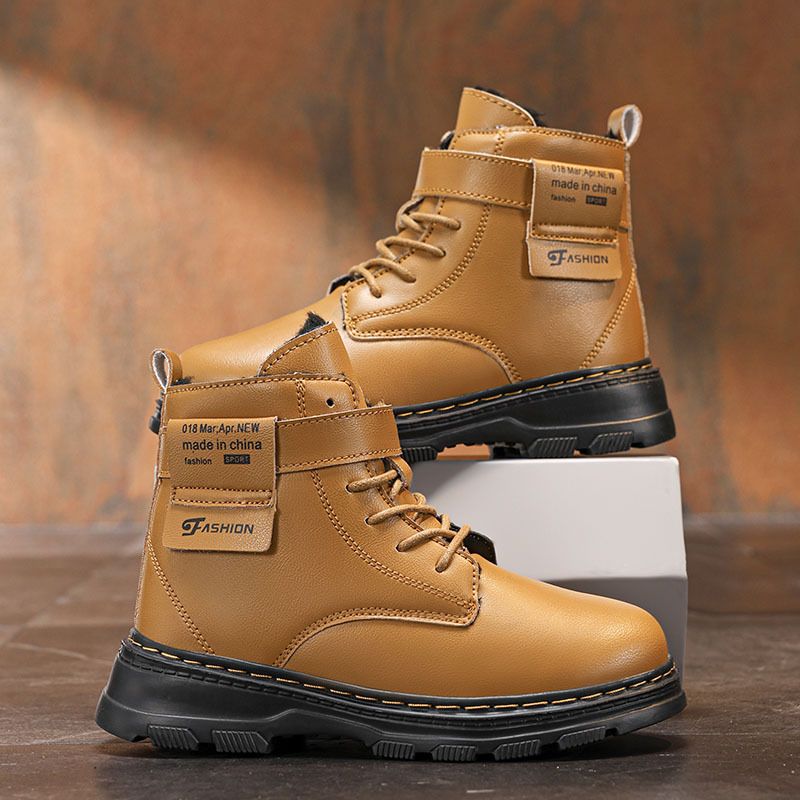 2025 Winter New Martin Children's Boys Girls Shoes Casual Sports Korean Style High-Top Leather Boots Trendy_vogvips.com
