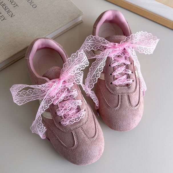White Lace Accessories Bow Shoelaces Pearl Ballet Adaptable Toe Shoes Casual Shoes Sports Shoes Ins Style_vogvips.com