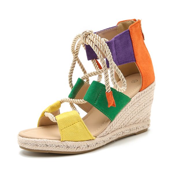 Women's Handmade Jute Rope Wedge Sandals - Bohemian Style Colorful Strappy Platform Shoes (Ethnic Summer Footwear For Women)_vogvips.com