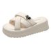 2025 Summer New Thick Leather For Women's Outdoor Wear, Cross Soft Soled Beach Shoes, Casual Fairy Cool Slippers_vogvips.com