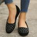 2025 Spring And Autumn Style Matte Round Head Brick Inlaid Flat Bottom Casual Large Size Women's Single Shoes_vogvips.com