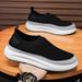 2024 Flyweave Men's Shoes Fashion Socks Shoes Summer Cloth Shoes Breathable Thick soled Lazy Shoes Heightening Casual Slip on_vogvips.com