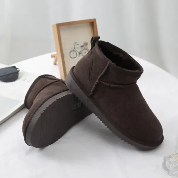 Winter Warm Fleece Lined Short Boots Unisex 2025S New Anti Slip Soft Sole Comfortable Puffy Cotton Shoes Men Women Size_vogvips.com