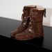Women Boxing Boots Cowhide Version~7Cm Hidden Heel Genuine Leather Boxing For Women, Niche Belt Buckle Short With Back Zipper Martin Boots_vogvips.com