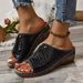 Women's New Plus Size With Thick Sole, Fish Mouth, Car Stitching, Crocodile Pattern PU Women's Slippers_vogvips.com